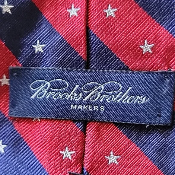 NWT Brooks Brothers Red and Blue Striped Star Tie - Picture 2 of 5